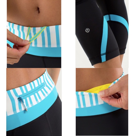 Lululemon Run: Inspire Crop II Black & Turquoise - Picture 2 of 7